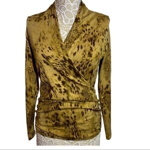 Belford snake metallic pattern V-neck top silk